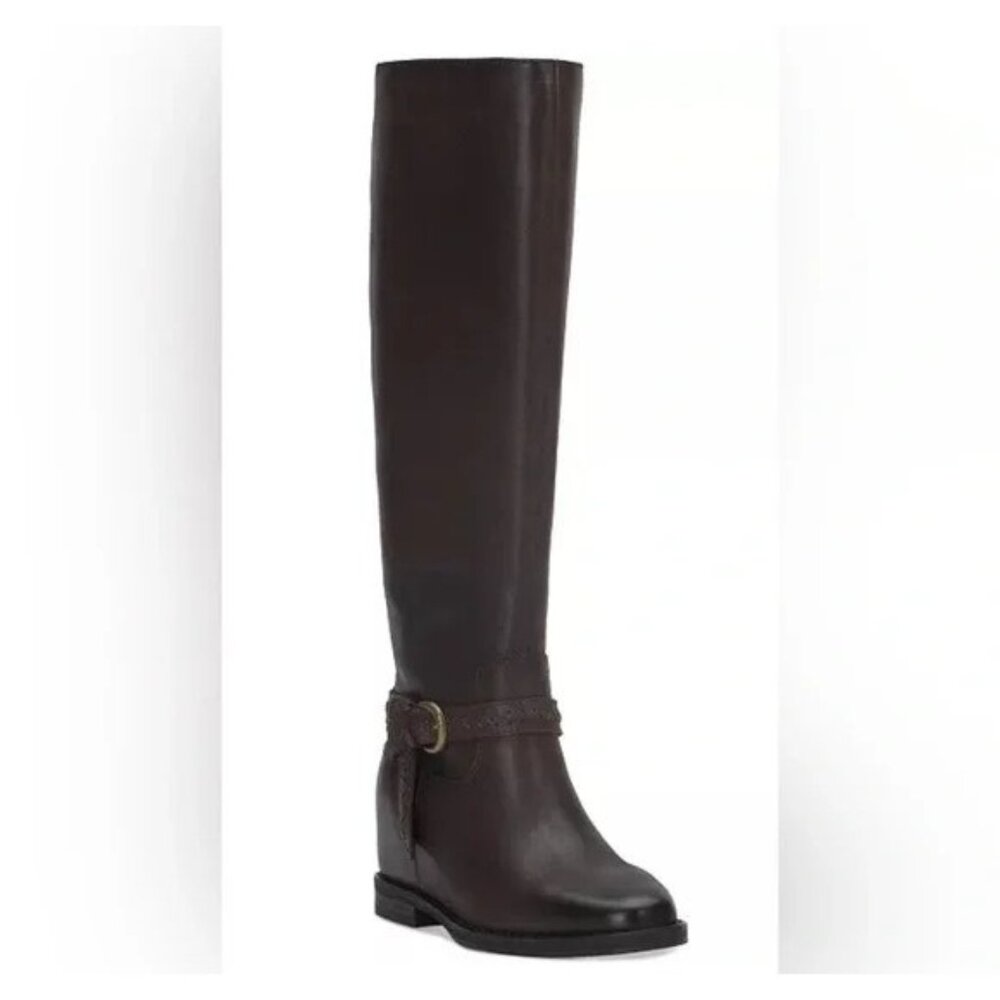 NEW Lucky Brand Maltet Knee High Boots Womens 7.5 Brown Leather Rustic Western